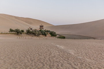 Crescent Moon Lake at Singing Sands Dune near Dunhuang, Gansu Province, China