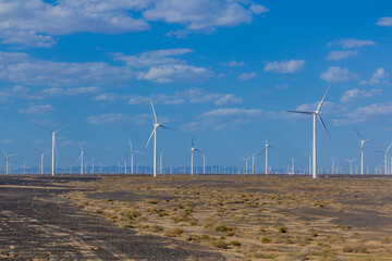 Wind powerplants in the Gobi desert, Gansu province, China