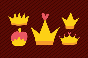 set of stickers with crowns