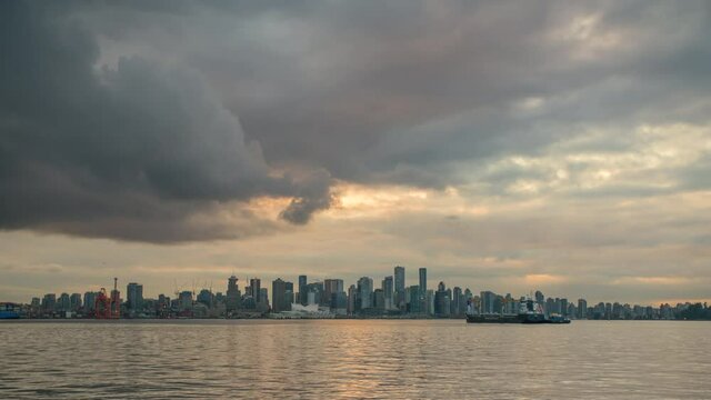 Vancouver Harbour City Time Lapse Dusk until Evening