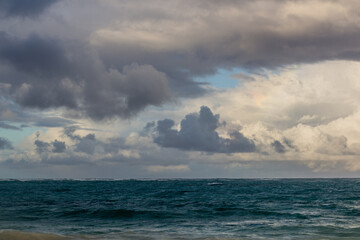 Naklejka na ściany i meble Cloudy sky at Bavaro beach, Dominican Republic