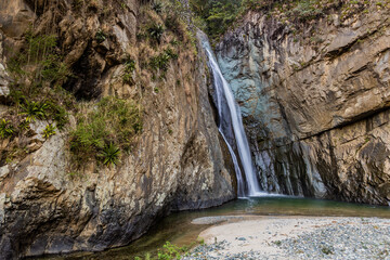 Salto Jimenoa waterfall near Jarabacoa town in Dominican Republic