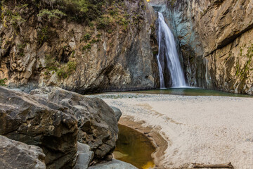 Salto Jimenoa waterfall near Jarabacoa town in Dominican Republic