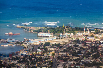 Aerial view of a port in Puerto Plata, Dominican Republic