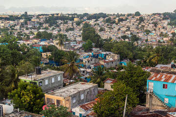 Aerial view of impoverished parts of Santo Domingo, capital of Dominican Republic.