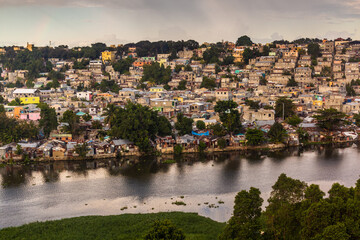 Impoverished areas along Ozama river in Santo Domingo, capital of Dominican Republic.
