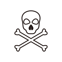 Human skull, crossbones. Symbol of danger