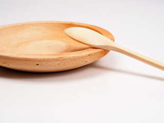 Picture of wooden cutlery, shoot on a white isolated background