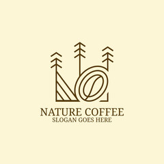Beauty line art Coffee farm logo design idea, can use for your trademark, branding identity or commercial brand