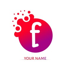 Small f Logo. f Logo Design With Dots.