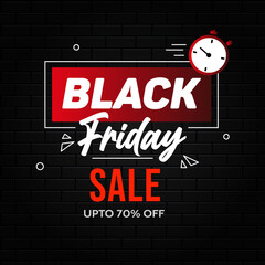 Social media black friday sale offer banner template with red and black color