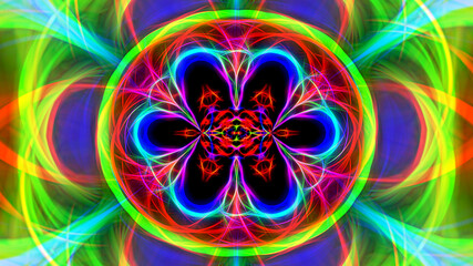 Abstract neon fractal futuristic background .