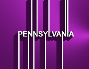 Image relative to USA travel. Pennsylvania state name in geometry style design. Creative vintage typography poster concept. 3D rendering