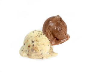 Ice cream ball isolated. chocolate and vanilla ice cream ball isolated on white background