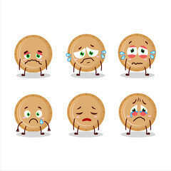 Plastic plate cartoon character with sad expression