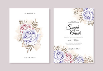 Hand painted watercolor flower for beautiful wedding invitation template