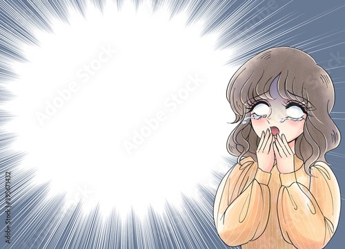少女漫画風 白目をむいてショックを受ける美女 昭和風 70年代風 集中線背景 Wall Mural 水乃みのる 少女漫画風 白目をむいてショックを受ける美女 昭和風 70年代風 集中線背景 Wall Mural 水乃みのる