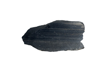 Slate is a fine-grained, foliated metamorphic rock, isolated on white background.