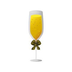 champagne cup with bow celebration on white background