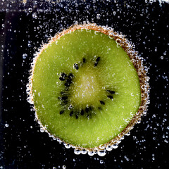 HEILBRONN, GERMANY - Oct 06, 2020: kiwi in sparkling water