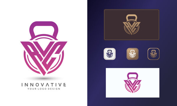 Fitness RVC logo design, letter RVC vector logo,