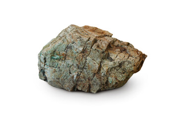 raw of malachite rock isolated on a white background. Malachite is a copper carbonate hydroxide mineral.