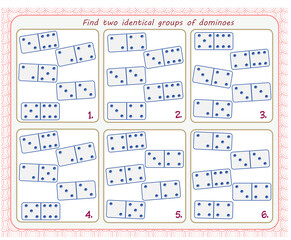  A game for children. Development of attention. Find two identical groups with dominoes
