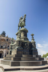 Fototapeta na wymiar Monument of King Johann of Saxony on Theater Square in Dresden