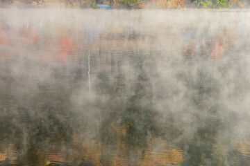 秋の早朝の金鱗湖　大分県由布市　 Autumn  Kinrin Lake in the early morning Ooita-ken Yufu city