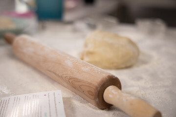 rolling pin and dough