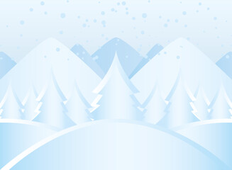 winter landscape snowfall mountians and forest background