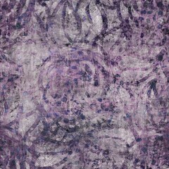 Dark moody floral purple and green seamless textural repeat pattern. Highly intricate and deeply detailed background swatch. Luxurious rich fashion textile feel.