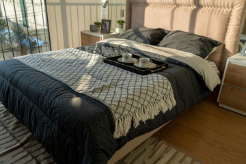 breakfast on the bed in the morning