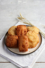 Odading is fried bread with sesame seed Indonesian street food.