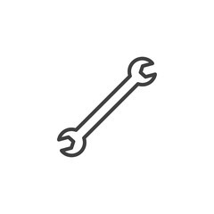 Wrench tool line icon. linear style sign for mobile concept and web design. Spanner outline vector icon. Symbol, logo illustration. Vector graphics