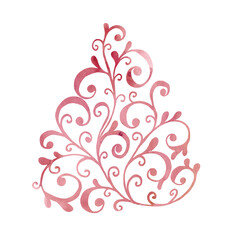 Red Christmas tree isolated on white background