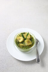 Carang Gesing pandan. Traditional javanese food mede from banana and coconut milk flavour with pandanus juice