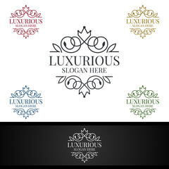 Fototapeta na wymiar Luxurious Royal Logo for Jewelry, Wedding, Hotel or Fashion