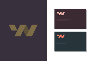 folded letter W logo design - obrazy, fototapety, plakaty