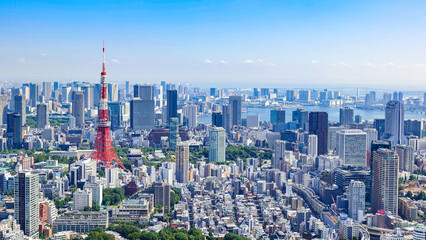 東京タワーと湾岸エリア - obrazy, fototapety, plakaty
