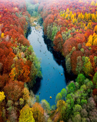 Unique lake in Hungary which name is Hubertlaki lake. It looks like Romanian killer lake but. Fantastic cinematic view in fall 2020. There are no other people due covid-19