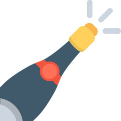 
Sparkling wine bottle, popping cork icon in trendy style 

