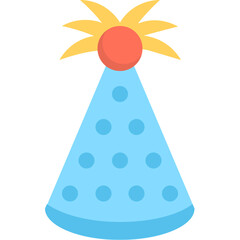 
Cone hat with star on it, party cap icon in flat style 
