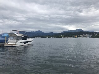 view of boat on lake Lucerne at summer day, in Lucerne, Switzerland