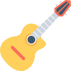 
A guitar, musical instrument icon in flat design 
