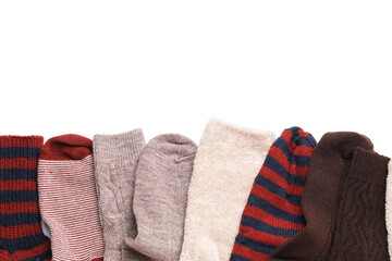 Warm socks on white background