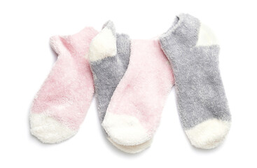 Warm socks on white background