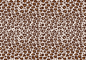 Leopard spotted fur texture. Vector repeating seamless pattern cheetah brown orange black print