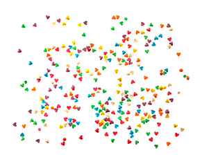 Sweet colorful sprinkles on white background