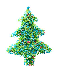 Christmas tree made of sweet colorful sprinkles on white background